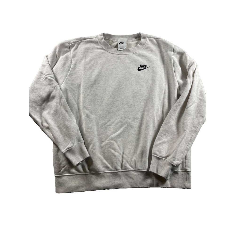 Nike Men's S Gray Pullover Crew Neck Fleece Sweatshirt Embroidered Logo - Picture 1 of 11